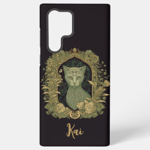 Funda Para Samsung Galaxy S22 Ultra Elegante gato forestal con nombre personalizado