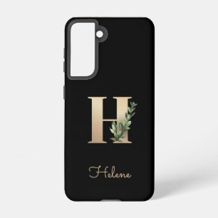 Funda Para Samsung Galaxy S21 Elegante letra botánica de oro monograma H