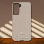 Funda Para Samsung Galaxy S21 Elegante Logotipo Empresa Comercial<br><div class="desc">Una sencilla y elegante plantilla de negocios de personalizado beige en un moderno estilo minimalista de lujo que se puede actualizar fácilmente con el logotipo y el texto de su empresa. Diseñado con un emblema del logotipo de oro metálico cepillado de plantilla, puede realizar el personalizar cambiando el texto y...</div>