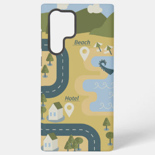 Funda Para Samsung Galaxy S22 Ultra Elegante mapa de viajes de vacaciones de personali