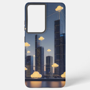 Funda Para Samsung Galaxy S21 Ultra Elegante marco de cables Futurista Smart City - Br