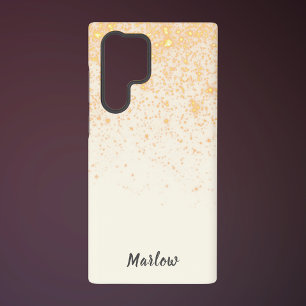 Funda Para Samsung Galaxy S22 Ultra Elegante marfil con brillo dorado
