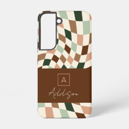 Funda Para Samsung Galaxy S22 Elegante Monograma Moderno Neutral en Cuadros 