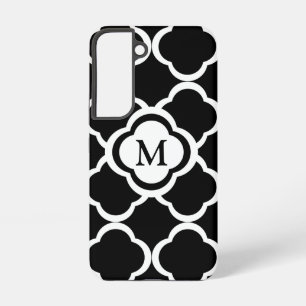 Funda Para Samsung Galaxy S22 Elegante Monograma Negro Y Blanco