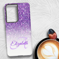 Elegante Monograma Purpura Brillo Ombre Primer Nom