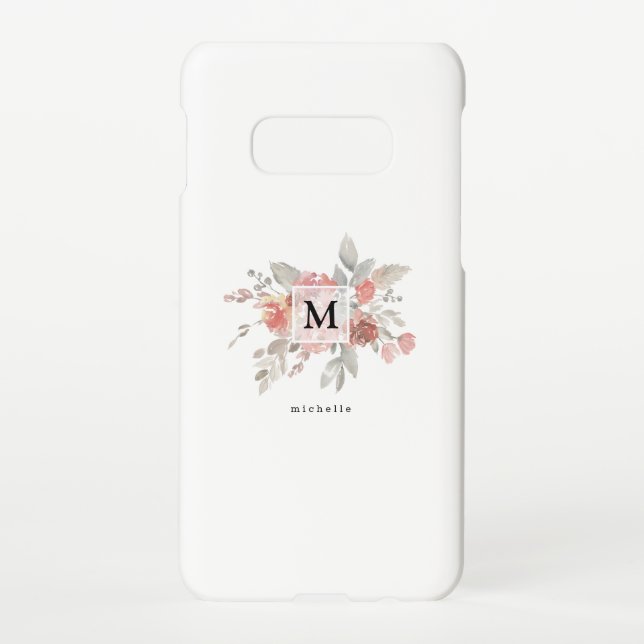 Funda Para Samsung Galaxy Elegante Monograma Rosa Rubor (Reverso)