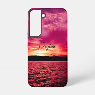 Funda Para Samsung Galaxy S22 Elegante nombre personalizado Dusk Sunset Agua