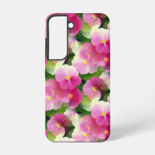 Funda Para Samsung Galaxy S22 Elegante Patrón de Flores Rosa y Blanco
