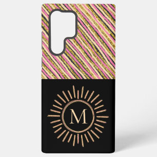 Funda Para Samsung Galaxy S22 Ultra Elegante Resumen Monograma moderno Oro Amarillo