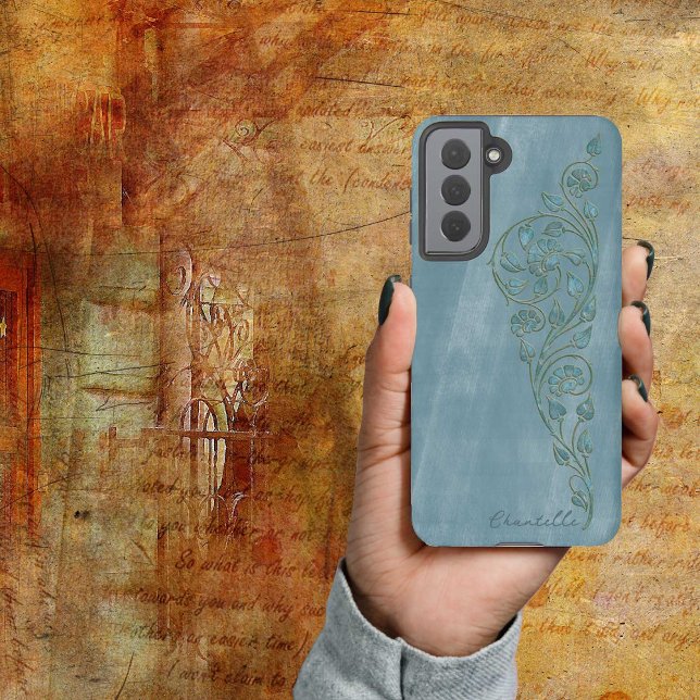 Funda Para Samsung Galaxy Elegante Shabby Girly Blue Floral Name (Subido por el creador)