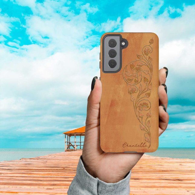 Funda Para Samsung Galaxy Elegante Shabby Girly Golden Yellow Floral Name (Subido por el creador)