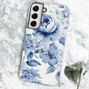 Funda Para Samsung Galaxy S22+ Elegantes rosas de acuarela en azul pastel