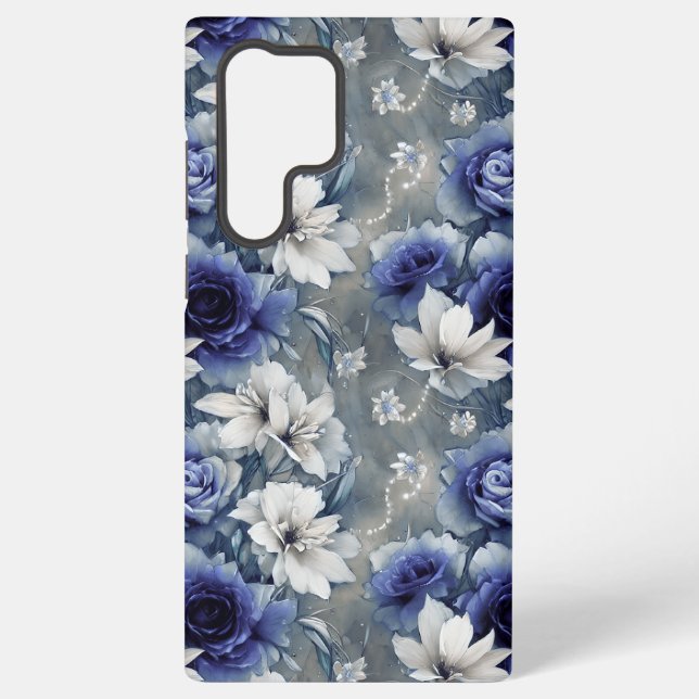 Funda Para Samsung Galaxy Elegantes rosas y azules y lirios (Reverso )