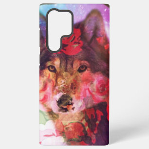 Funda Para Samsung Galaxy S22 Ultra Ella es un lobo digital domesticado y flores