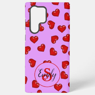 Funda Para Samsung Galaxy S22 Ultra enamorados del corazón rojo en el monopólico púrpu