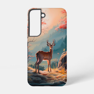 Funda Para Samsung Galaxy S22 Encantador Diseño de Escenario del Bosque de Cerfs