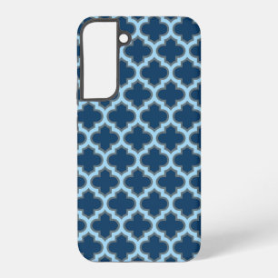 Funda Para Samsung Galaxy S22+ Enrejado azul y azul bebé, celosía, cuatro hojas