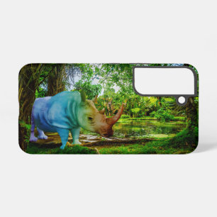 Funda Para Samsung Galaxy S22 Entorno tropical exuberante del rinoceronte de Sli