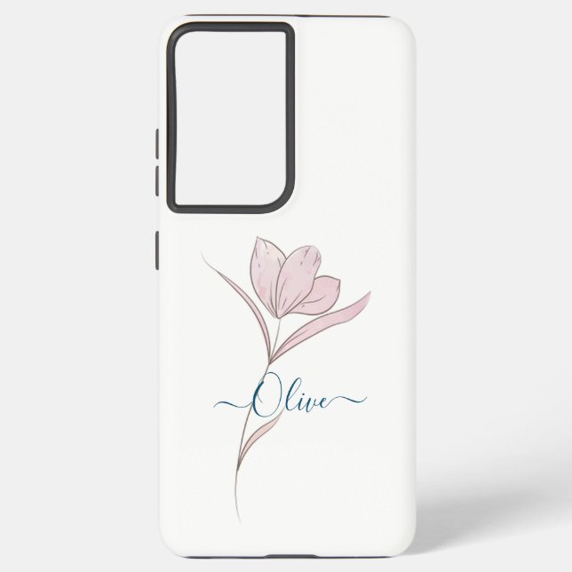 Funda Para Samsung Galaxy Esbozo floral acuarela personalizada (Reverso )