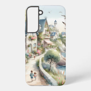 Funda Para Samsung Galaxy S22+ Escape al pueblo de cottage costero pastel