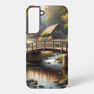 Funda Para Samsung Galaxy S22+ Escena de cabaña de puente primaveral Cottagecore