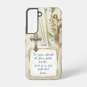 Funda Para Samsung Galaxy S22 Escritura inspiradora Naturaleza Hierba Beige Cruz