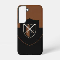 Escudo con espadas cruzadas en marrón