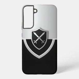 Funda Para Samsung Galaxy S22+ Escudo con espadas cruzadas Plata y Negro