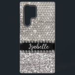 Funda Para Samsung Galaxy S22 Ultra Esparkle plateado Glam Bling Metalizado personaliz<br><div class="desc">Cualquier purpurina o diamantes en diseño son fotos y simulados. Este diseño puede ser personalizado en el área proporcionada cambiando la foto y/o el texto. O puede personalizarse haciendo clic en Personalizar esta plantilla y, a continuación, eligiendo la opción de hacer clic en el personalizar y eliminando o cambiando el...</div>