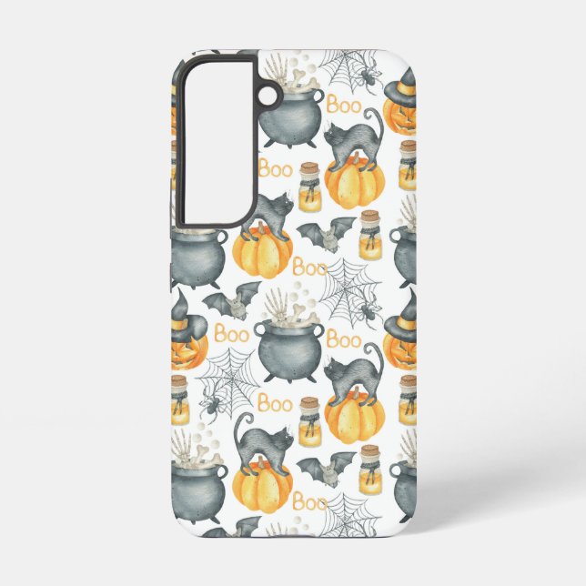 Funda Para Samsung Galaxy Espectacular auldron de Halloween y patrón de gato (Reverso )