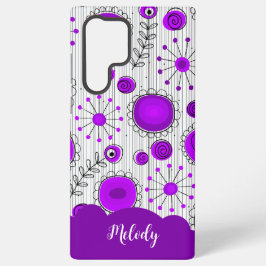 Funda Para Samsung Galaxy S22 Ultra Espectacular morado de corazones blancos flores no