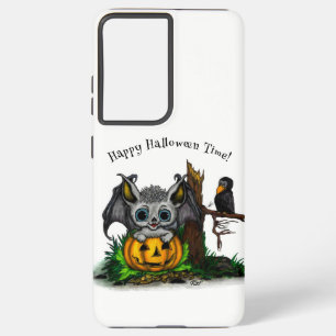Funda Para Samsung Galaxy S21 Ultra Esperando Halloween , Cute Bat y Raven