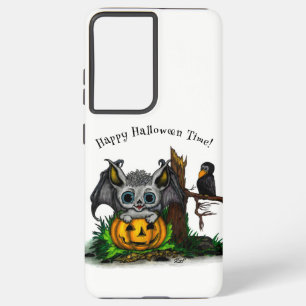 Funda Para Samsung Galaxy S21+ Esperando Halloween , Cute Bat y Raven