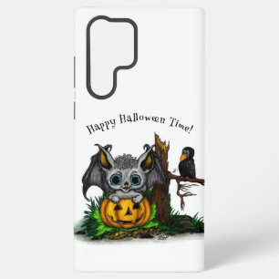 Funda Para Samsung Galaxy S22 Ultra Esperando por Halloween, Murciélago y Cuervo Lindo