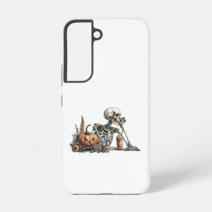 Funda Para Samsung Galaxy S22 Esqueleto con calabaza y bebida. Halloween