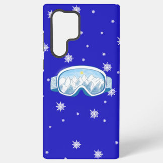 Funda Para Samsung Galaxy S22 Ultra Esquiar Goggles, danza de copas de nieve
