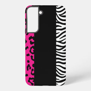 Funda Para Samsung Galaxy S22+ Estampado Animal de Leopardo y Cebra Rosa Caliente