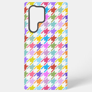 Funda Para Samsung Galaxy S22 Ultra Estampado Houndstooth Multicolor+Blanco
