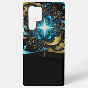 Funda Para Samsung Galaxy S22 Ultra Estrella Brillante Flor Azul Oro