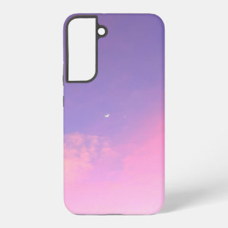 Funda Para Samsung Galaxy S22+ Estrella de la Luna Real de las nubes rosadas y pú