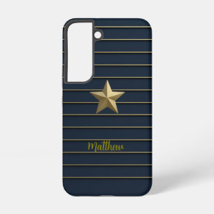Funda Para Samsung Galaxy S22 Estrella de oro en Fundas de la Marina Azul Samsun