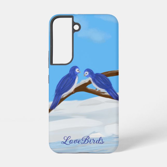Funda Para Samsung Galaxy Estuche de teléfono Blue LoveBirds (Reverso )