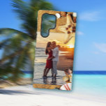 Funda Para Samsung Galaxy S22 Ultra Estuche de teléfono de plantilla de Personalizado<br><div class="desc">Funda de smartphones con temática de playa con conchas marinas y arena a orillas de tu foto. Seleccione una foto favorita y cárguela en la plantilla de fotos. Una estrella de mar y conchas, en arena, bordean la parte superior y la parte inferior. Se muestra en un funda de Galaxy,...</div>