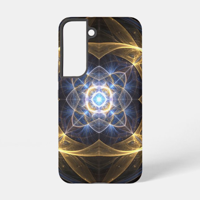 Funda Para Samsung Galaxy Estuche de teléfono fractal azul de oro radiante (Reverso )
