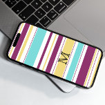 Funda Para Samsung Galaxy S22 Ultra Estuche de teléfono monograma del patrón de banda<br><div class="desc">Los colores verde azulados,  violeta y arena le confieren un toque de frescor veraniego. ¡El monograma te asegura que sabes que este es tu teléfono!</div>