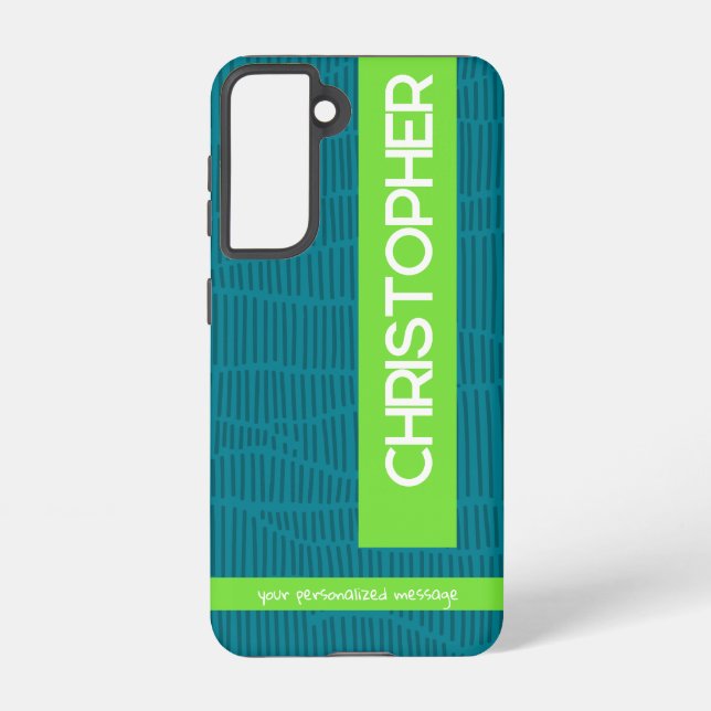 Funda Para Samsung Galaxy Estuche Green Modern Personalizado Name Phone (Reverso )