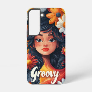 Funda Para Samsung Galaxy S22 Estuche Groovy Chica para teléfono retrato