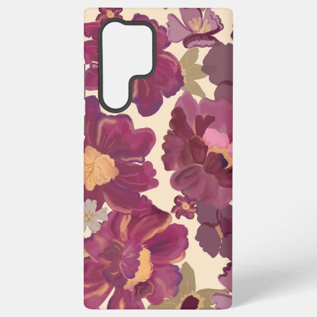 Funda Para Samsung Galaxy Estuche Purple Floral para teléfono (Reverso )