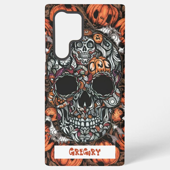 Funda Para Samsung Galaxy Estuche Skull & Pumpkin S22 Phone (Reverso )