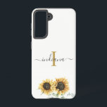 Funda Para Samsung Galaxy S21 Eucalyptus Monograma Script Moderno<br><div class="desc">Eucalipto de girasol Monograma Guión moderno Samsung Galaxy S21 Funda</div>